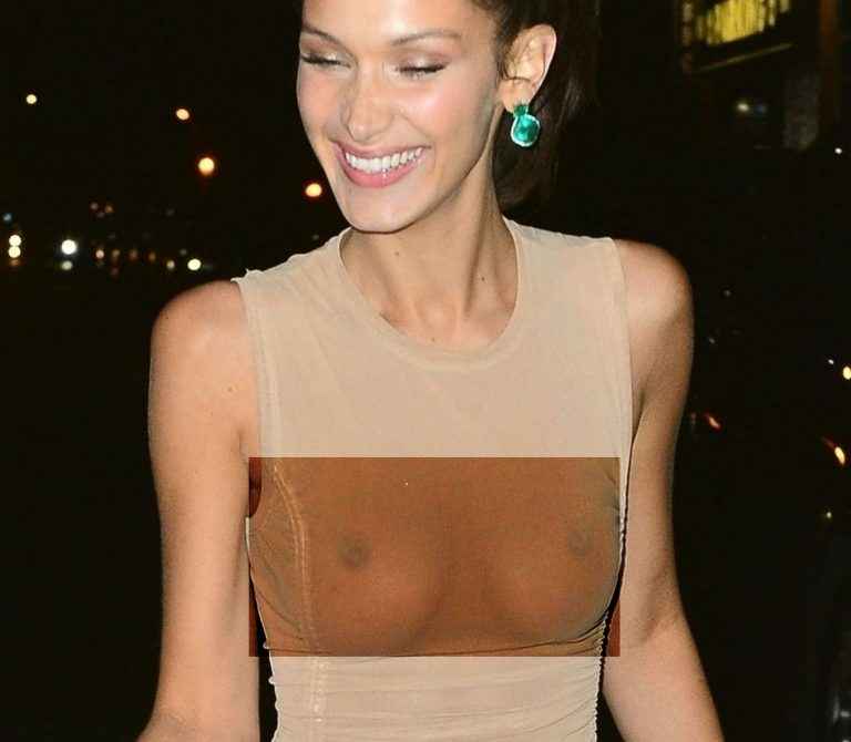 Bella Hadid sans soutien-gorge à New-York