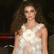 Taylor Hill dans une robe transparente à Cannes