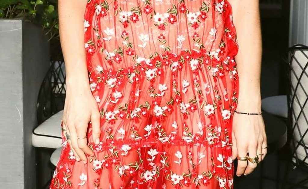 Chelsea Leyland nue sous sa robe transparente