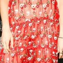 Chelsea Leyland nue sous sa robe transparente
