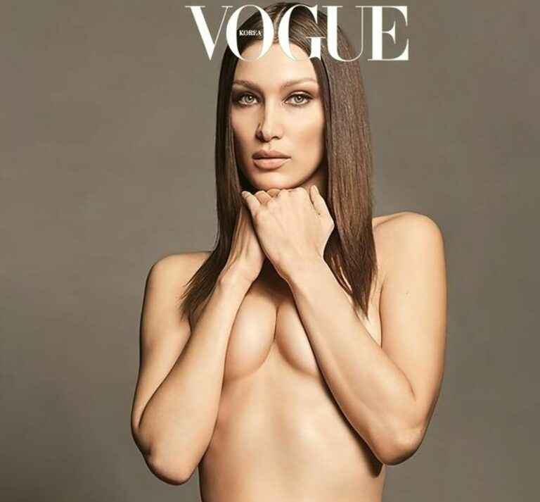 Bella Hadid à moitié nue dans vogue