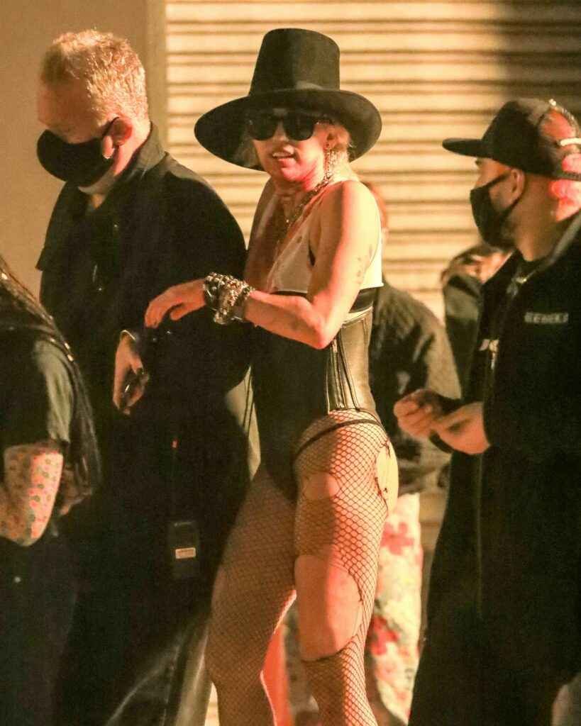 Miley Cyrus sexy en bas résilles déchirés