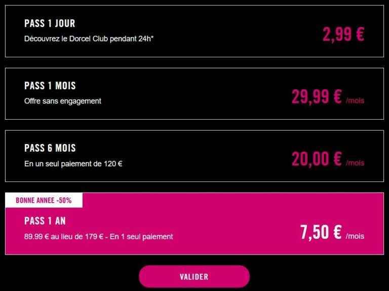 Dorcel met 50% sur son pass 1 an !